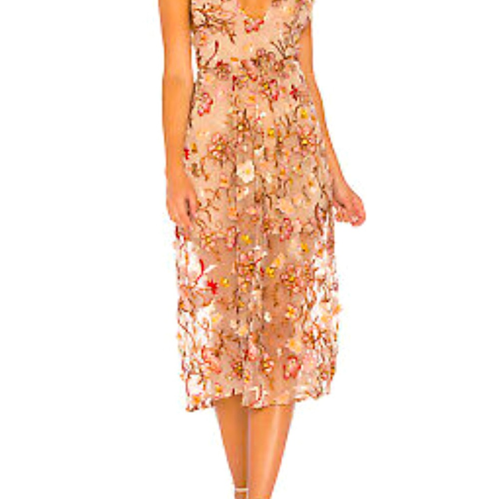 For Love and Lemons Botanic dress in nude/pink